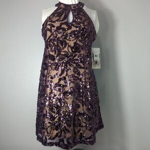 Honey & Rosie Womens Size Small Purple Sequins Sleeveless Short‎ Formal Dress 81